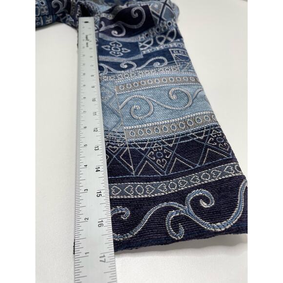 Christopher & Banks Tapestry Blazer Jacket Full Zip Denim Blue Patchwork Size XL - Picture 11 of 11
